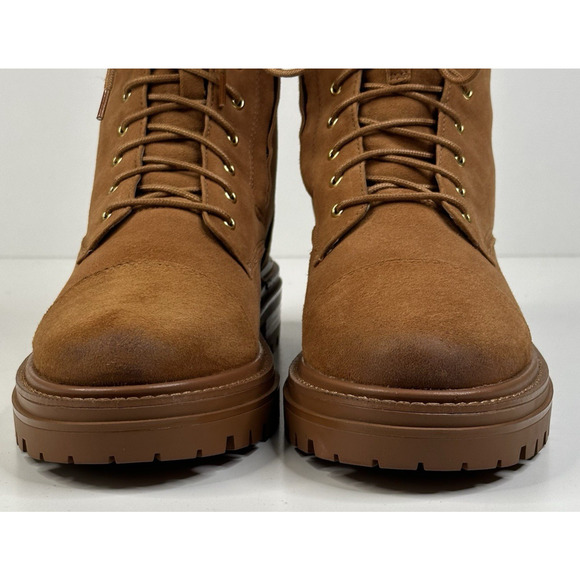 Sam Edelman Aleia Womens Saddle Suede Combat Boots Size 9M Faux Fur New $200 - Picture 3 of 13